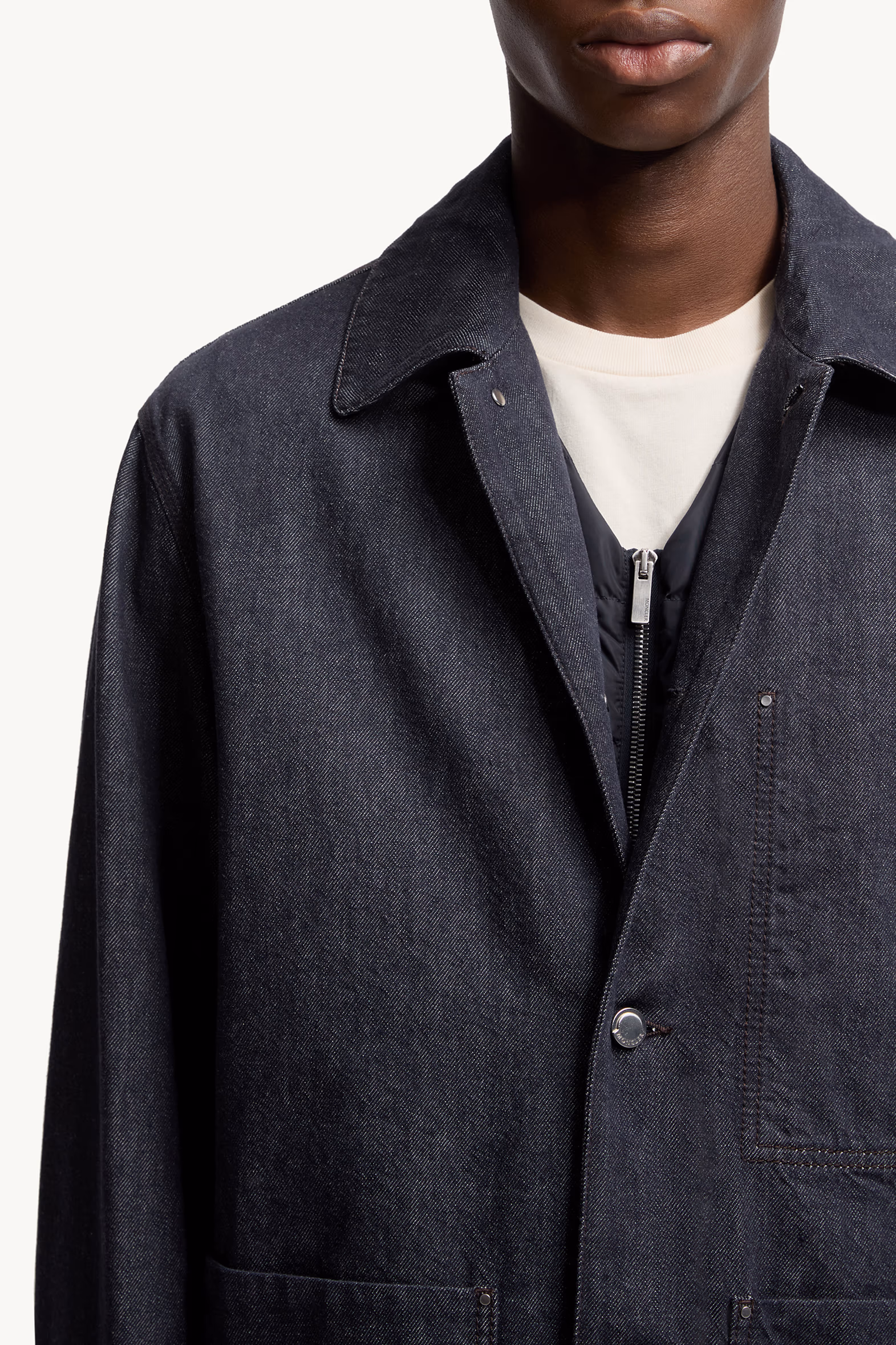 Chaqueta camisera con plumón de tejido vaquero 3 en 1 Forets Hombre Azul Denim Moncler 8